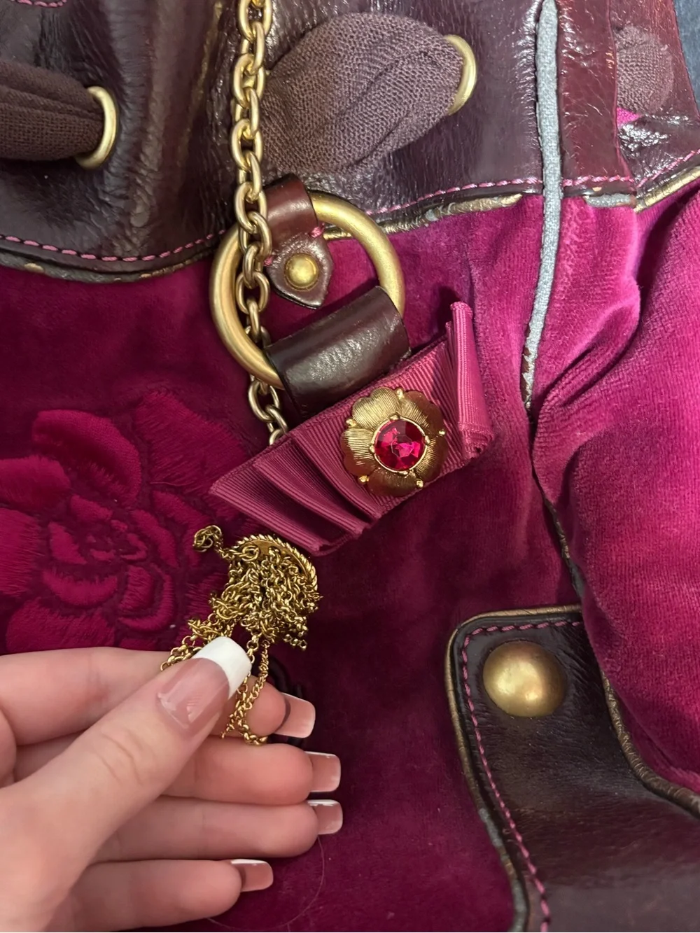 2005/2006 Vintage Juicy Couture Daydreamer Velour Leather Bag